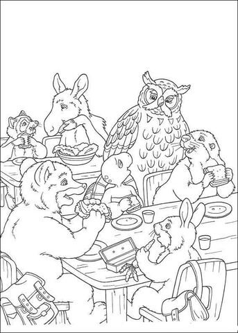 They Are Eating Together  Coloring Page